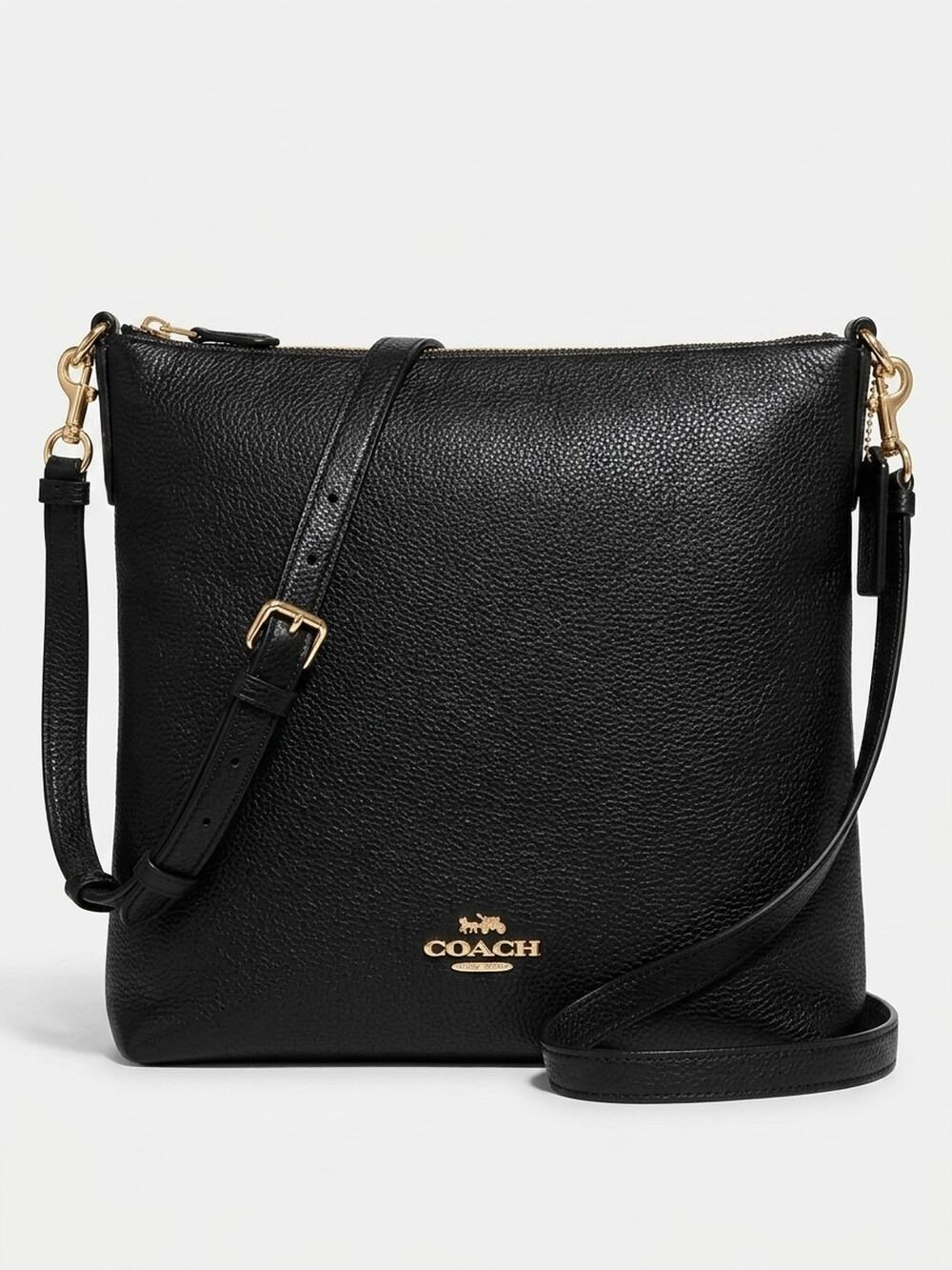 Coach Val F31507 Abby Duffle Womens Black Pebbled Leather Crossbody Shoulder Bag